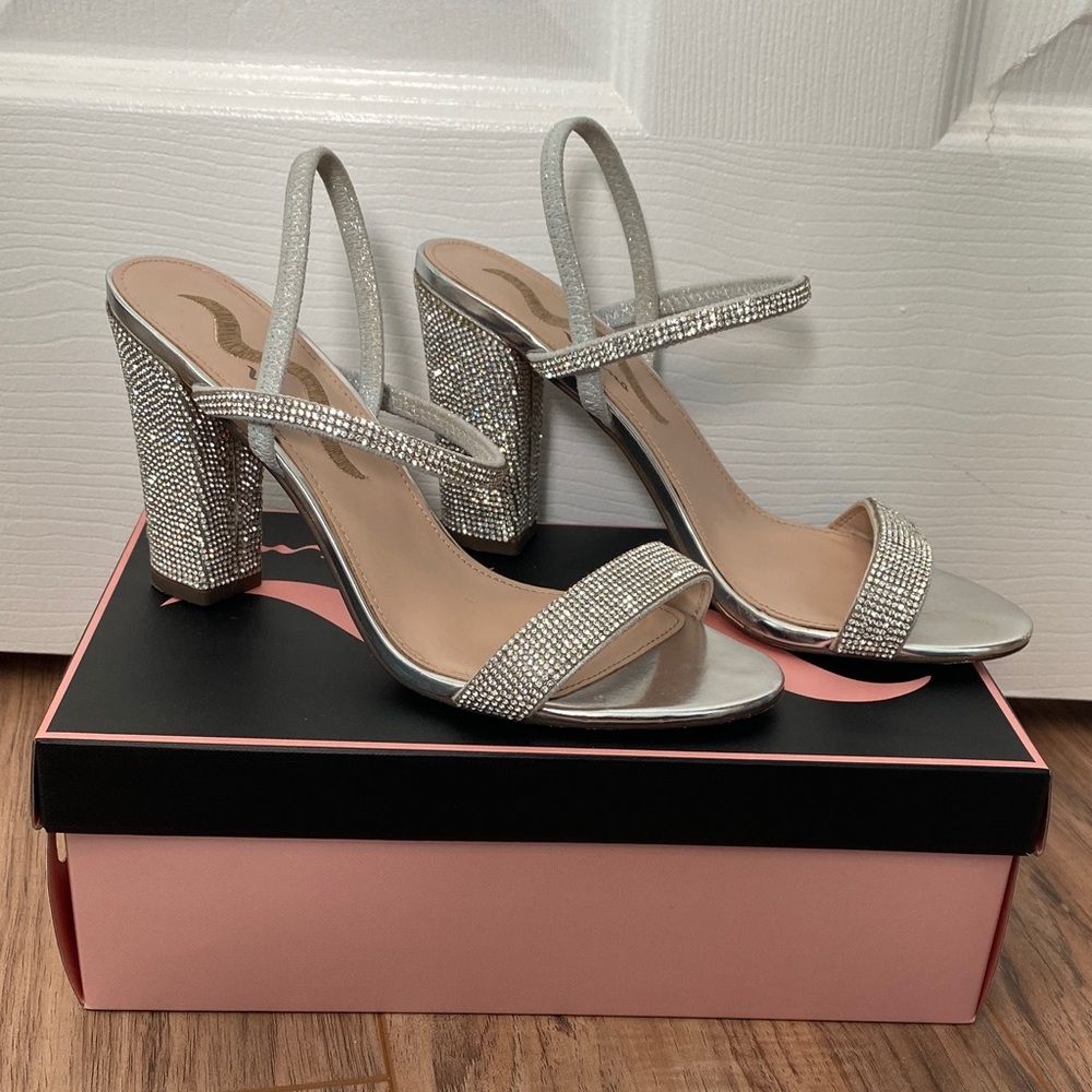 Nina Silver Strappy Heels